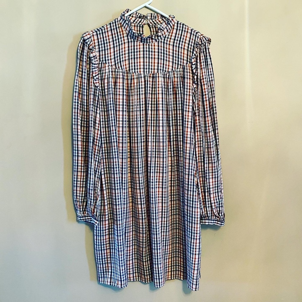 A New Day plaid long sleeve prairie dress size large